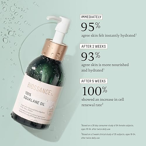 Miniatura 5 de BIOSSANCE Aceite de escualano 100% – Aceite facial y corporal sostenible y vegano – Hidratante hidratante de rápida absorción – Ideal para piel
