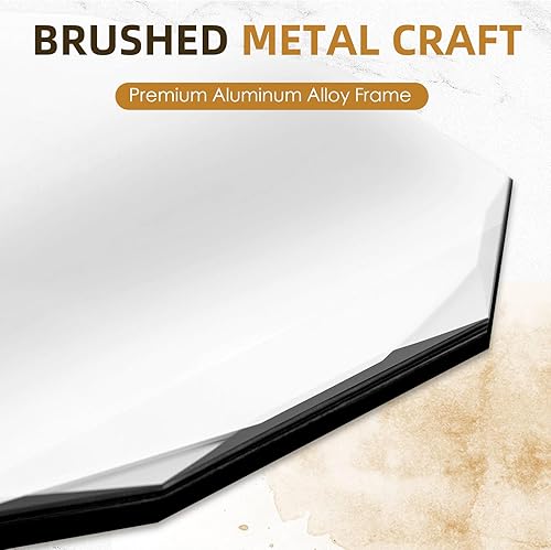 Miniatura 6 de Espejo de pared sin marco con borde biselado de 24 x 24 pulgadas, forma irregular, espejo de tocador único, espejo de pared sin marco para baño,