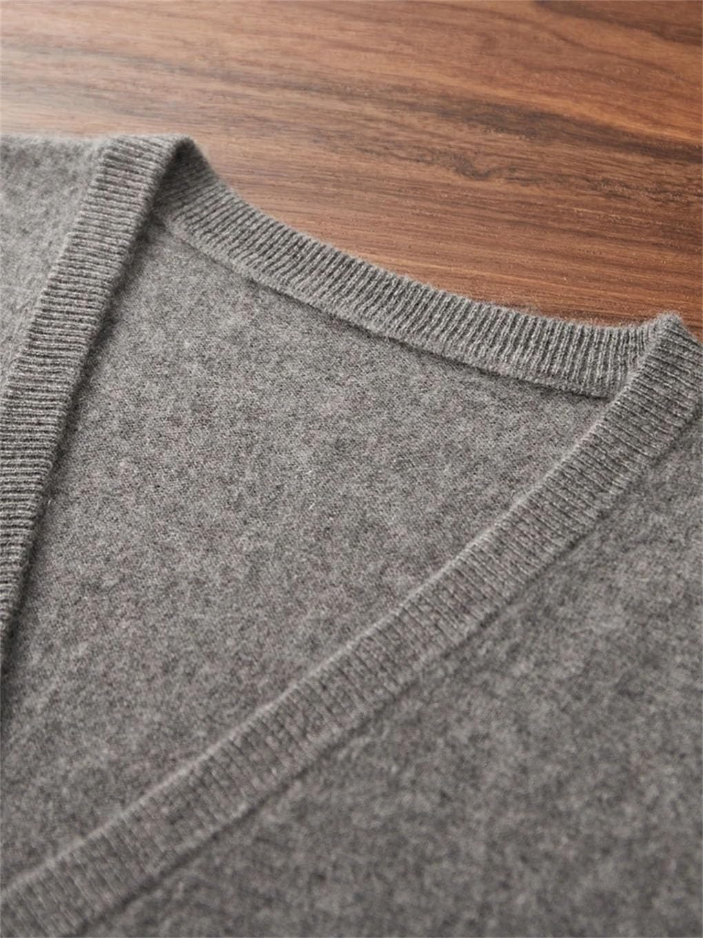 Chaleco de cachemira para hombre, cuello en V, suéter sin mangas, con bolsillos, chaleco casual