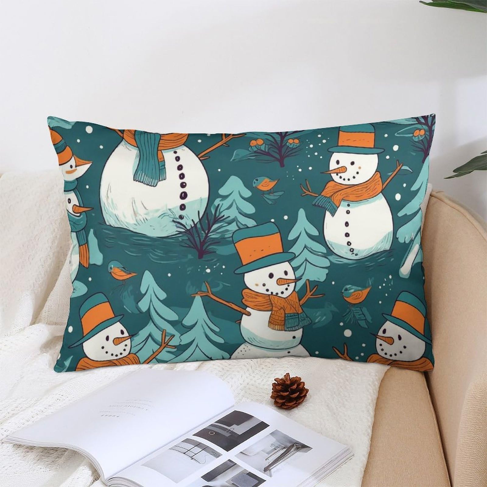 NTVOWPZO Decoration Throw Pillow Covers 12 "x20 Pillowcases Covers Snowman Pattern Soft Pillowcases Modern Farmhouse Home Decor Sofa Cushions Covers for Couch Bed Living Room