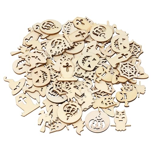yueton 100PCS Mini Pumpkins Ghosts Spider Webs Witch Hats Bats