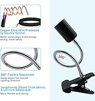 Vista 3 de E26/E27 Soporte de lámpara de escritorio Clip de alambre para el cuello Clip de abrazadera en la luz Flexible de cuello de cisne Abrazadera