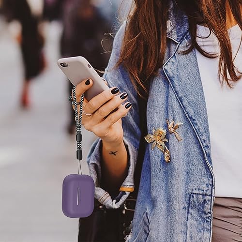Miniatura 6 de AHASTYLE AirPods Pro 2 - Funda protectora de silicona LED frontal visible compatible con AirPods Pro de 2 generación (morado)