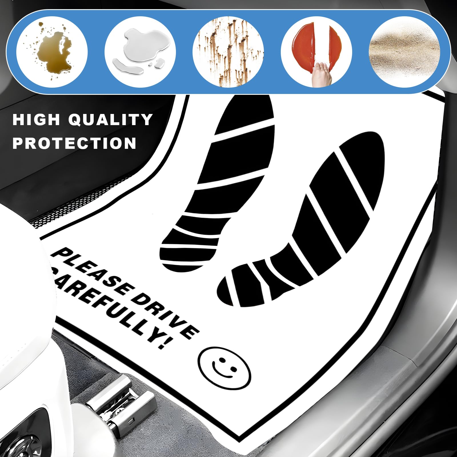 50 PCS Paper Car Floor Mats 15 19 Disposable Waterproof Car Floor Protector with Footprint Words Temporary Foot — view 4
