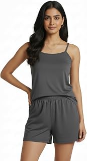 Ananqe Women's Sarina Satin Top & Shorts Set – Soft, Lightweight Sleepwear Lounge Set Price In India