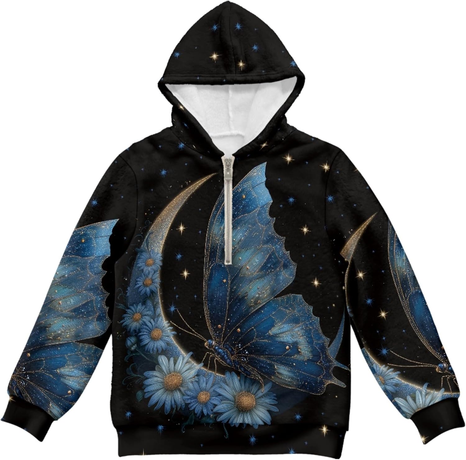 Girl Half Zip Fleece Sweatshirt Quarter Zip Hooded Sweatshirt Home Jumping 1/2 Zip Pullover Hoodie For 4-15 Y