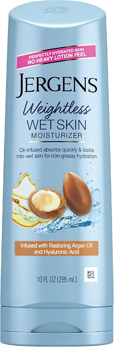 Jergens Wet Skin Body Moisturizer with Restoring Argan Oil, 10 Ounces