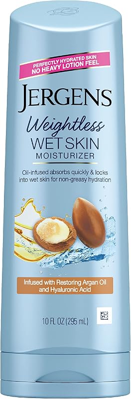 Jergens Wet Skin Body Moisturizer with Restoring Argan Oil, 10 Ounces