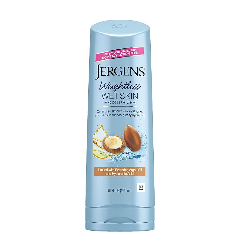 Loção hidratante corporal para pele molhada Jergens com óleo de argan, 284 g