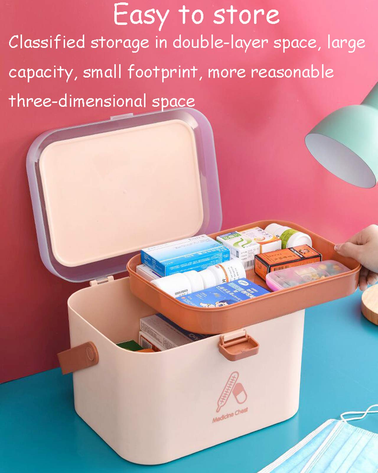 Botiquín de Primeros Auxilios Familiar, botiquín portátil, botiquín, botiquín Familiar, botiquín de múltiples Capas de plástico, portátil, Duradero con asa, for el hogar, Viajes, Trabajo