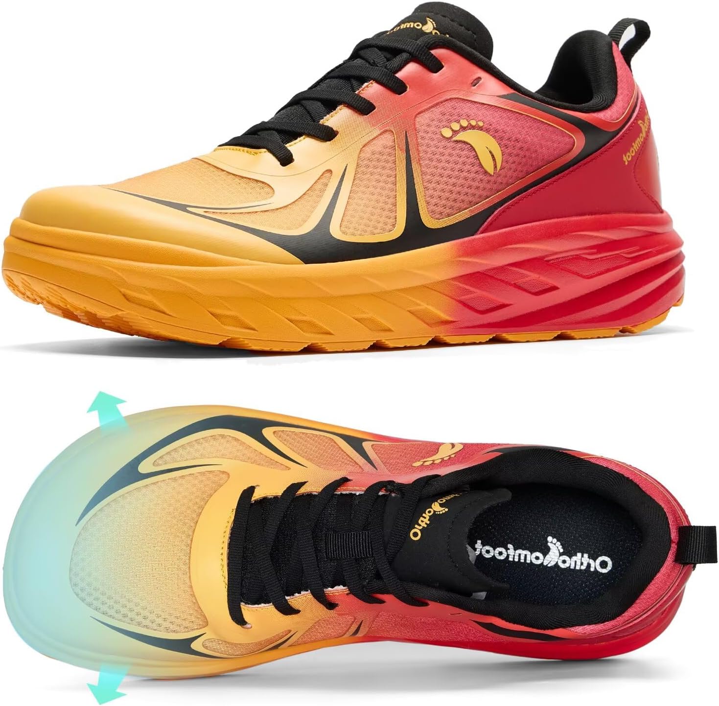 OrthoComfoot Men's Orthopedic Diabetic Wide Running Shoes: Comfortable Arch Support Sneakers for Plantar Fasciitis, Foot & Heel Pain Relief - Casual Work Walking Shoes