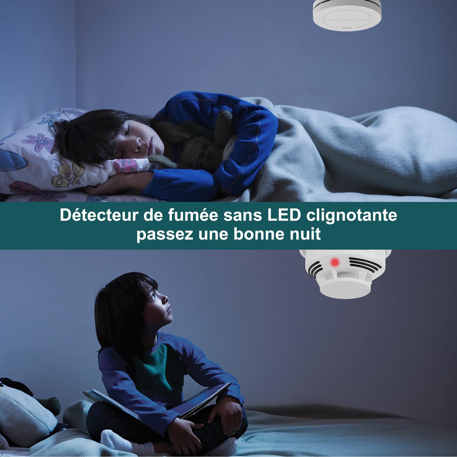 Safeliveo Détecteur de fumée interconnecté, détecteur d'incendie avec batterie de 10 ans, détecteur de fumée certifié TUV Rheinland avec alarme sonore de 85 dB, fonction silencieuse. SL-S15R, 2 pièces