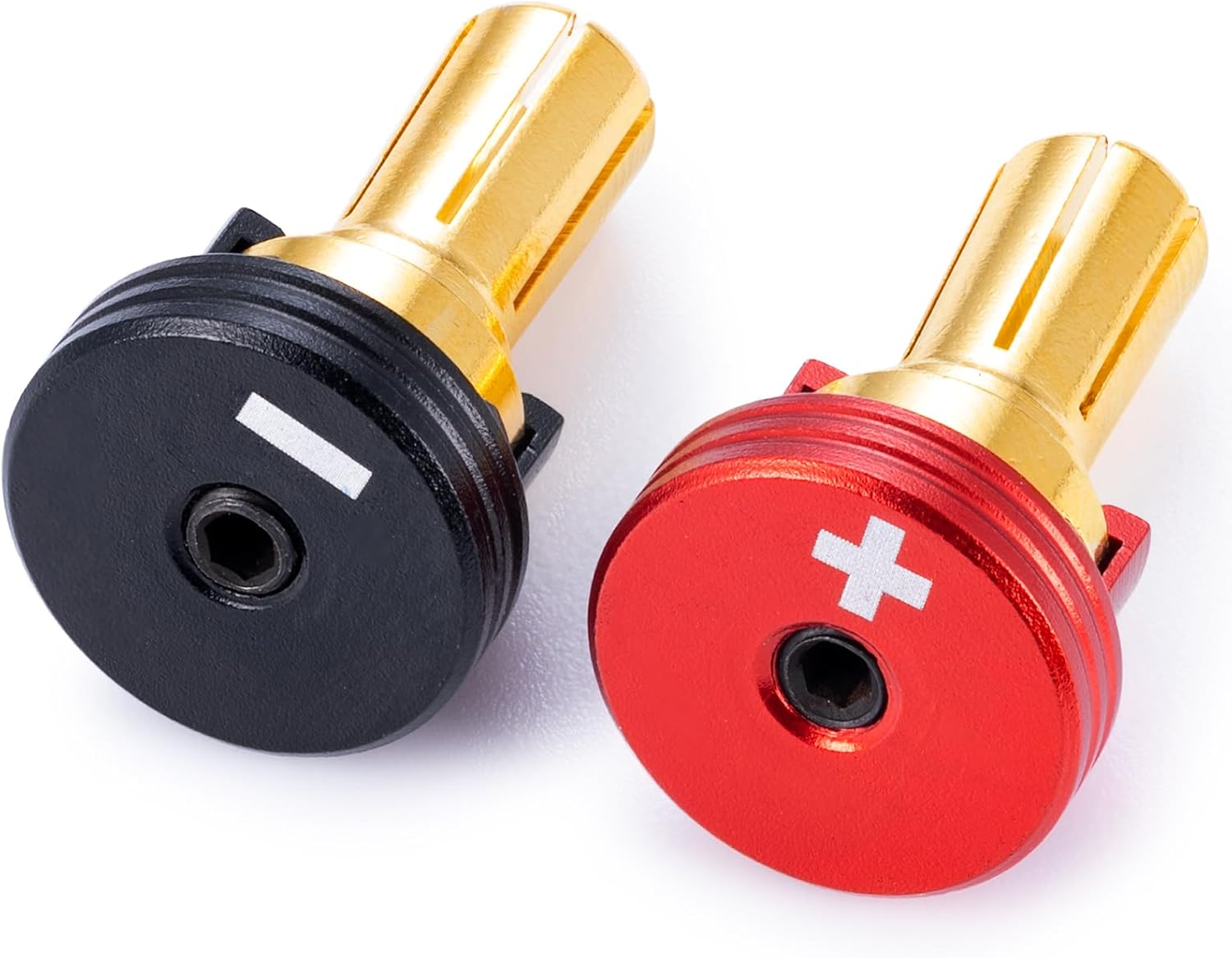 RCHUBAM Heatsink Bullet Plug Grips 2PCS Banana Plug Connectors with Brass Heatsink Grips - 4mm/5mm Aluminum RC Battery Bullet Plug for RC Model Crawler Cars Upgrade Parts (5.0mm)