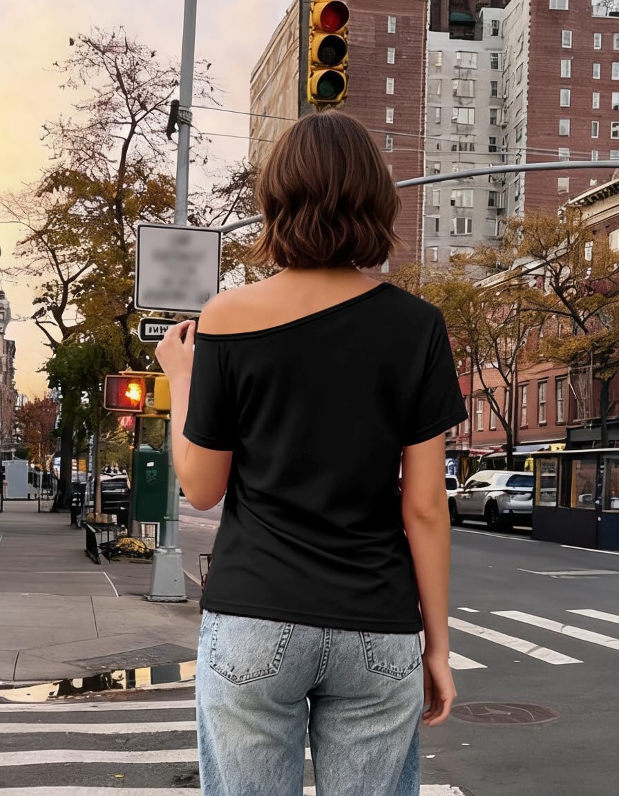 80s Outfit for Women 80's Theme Party Shirt Sexy Off The Shoulder 90S Tshirts Vintage 90s Disco Off Shoulder Tops - Image 3