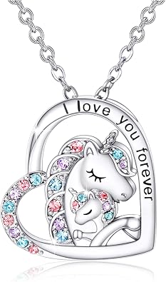 Tarsus Lucky Unicorn Necklace to Girls, I Love You Gifts for Daughter Granddaughter Niece, Birthday Christmas Valentines Day Easter Mothers Day