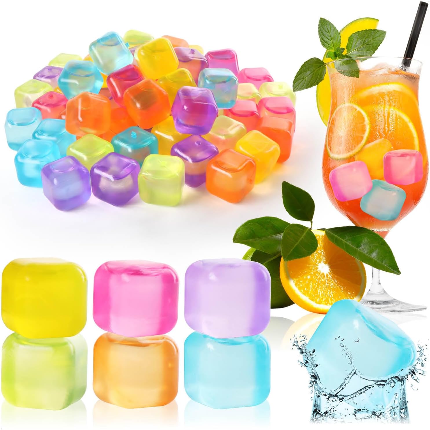 Glaçons Réutilisables COM-FOUR 60 Pièces - Multicolores Sans BPA