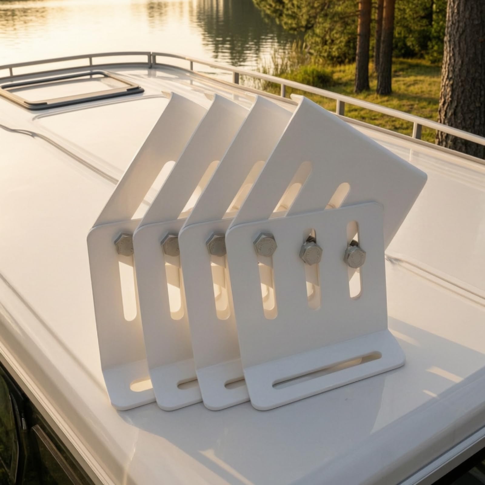 Kit di Fissaggio per Moduli Fotovoltaici con Profilo Alluminio Resistente Alle Intemperie per Uso Esterno su Roulotte E Yacht con Viti di Ancoraggio Robuste