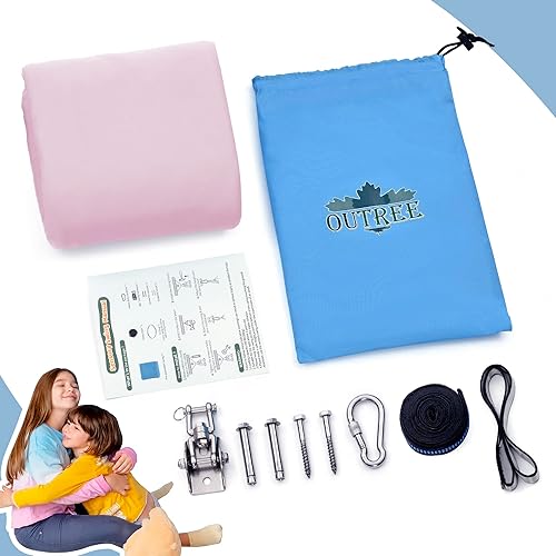 Vista 27 de OUTREE Columpio sensorial, columpio de terapia de doble capa con colgador giratorio de 360°, columpio sensorial curativo y relajante para niños