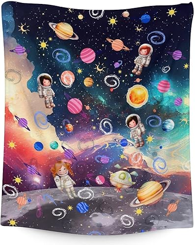 Miniatura 7 de Manta de planeta personalizada para regalo, 40 x 50 pulgadas, lindas mantas de Navidad para niñas y niños, manta suave y mullida azul oscuro para
