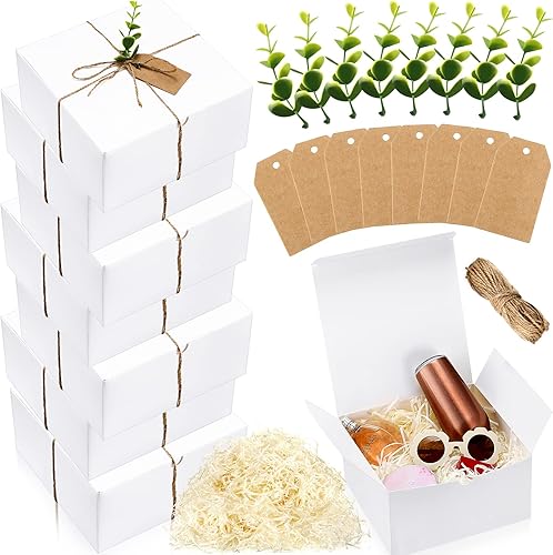 Miniatura 9 de Crtiin Juego de 8 cajas de regalo de 8 x 8 x 4 pulgadas, papel verde, propuesta de dama de honor, caja de regalo con tapas para regalos, bodas