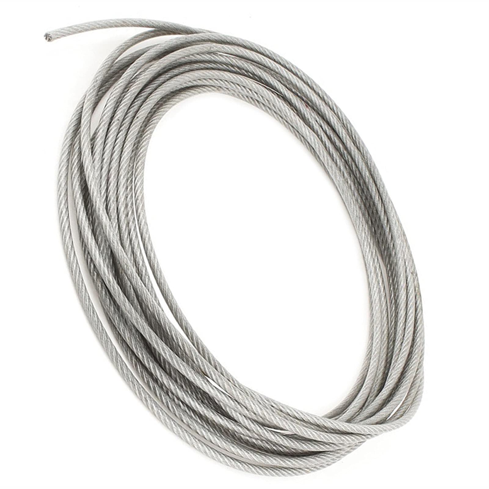 Cable Inox,Cable Acier Steel de 5mm Dia PVC Câble de corde de fil flexible recouvert de 10 mètres d'argent transparent