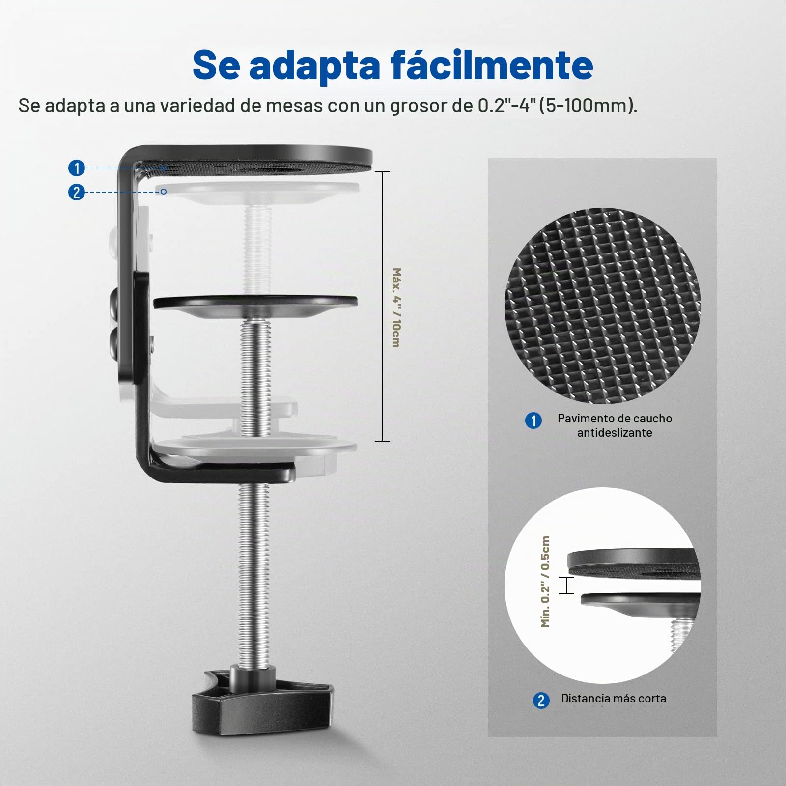 NEEWER Abrazadera de Escritorio C de Servicio Pesado con Columna de Montaje para Soporte de Luz, Roscas 1/4 "3/8" para Cámara de Luz de Video LED con Luz de Anillo, Carga Máxima 44lb / 20kg, ST-CCD1