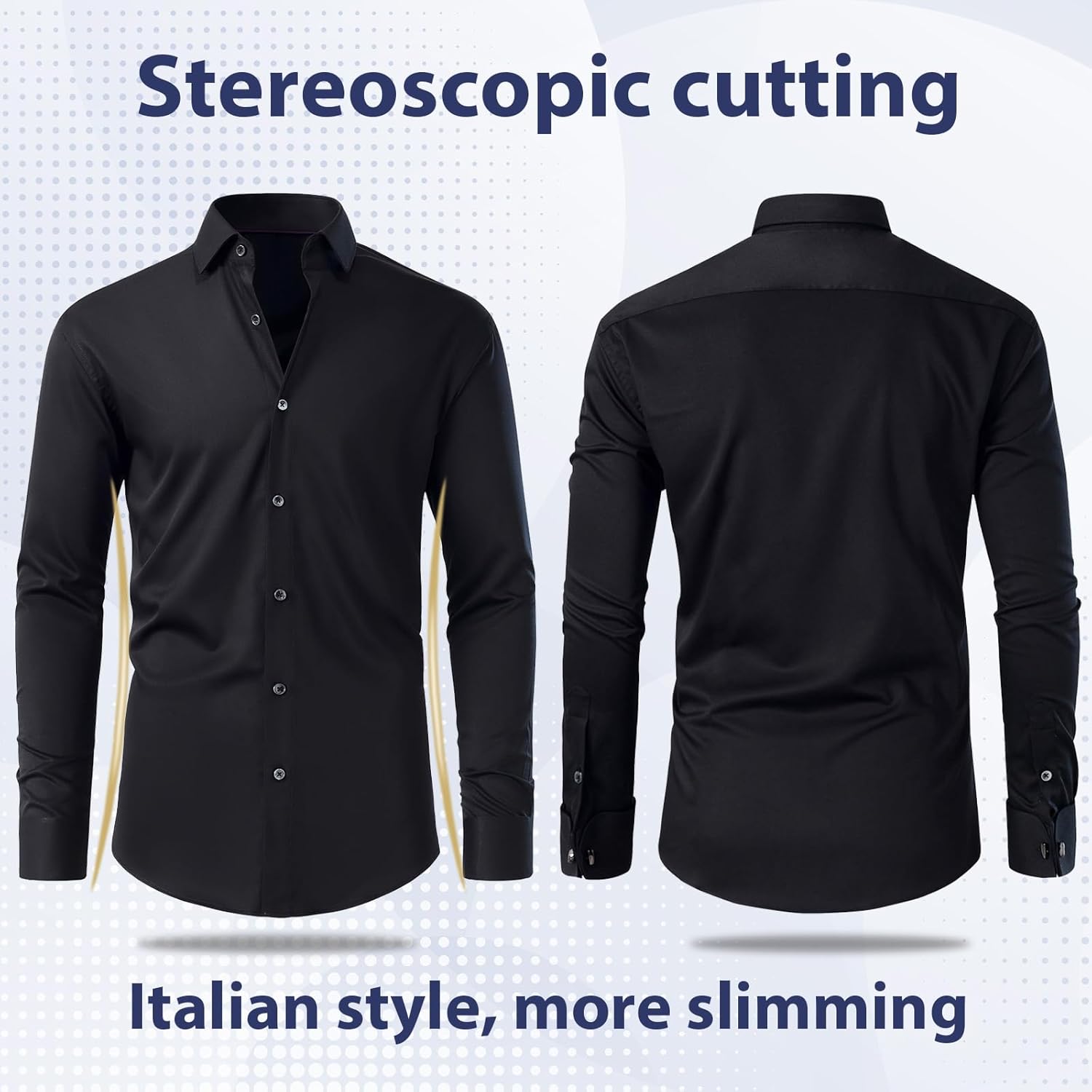 Gollnwe Men's Dress Shirt French Cuff Shirt for Men Slim Fit Stretch Spread Collar with Metal Cufflink - Image 3