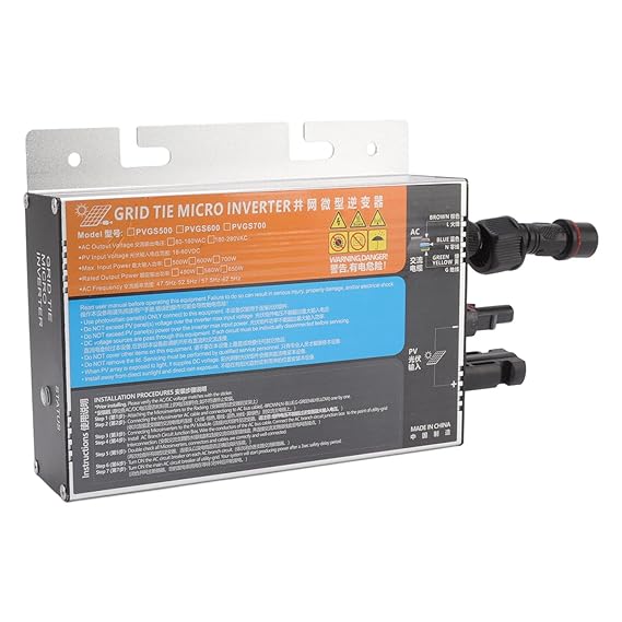 Solar Inverter, Grid Tie Inverter Cooling 18 - ?60V Islanding Protection with AC Cable for Home (PVGS-600W(18-60V) 220V)