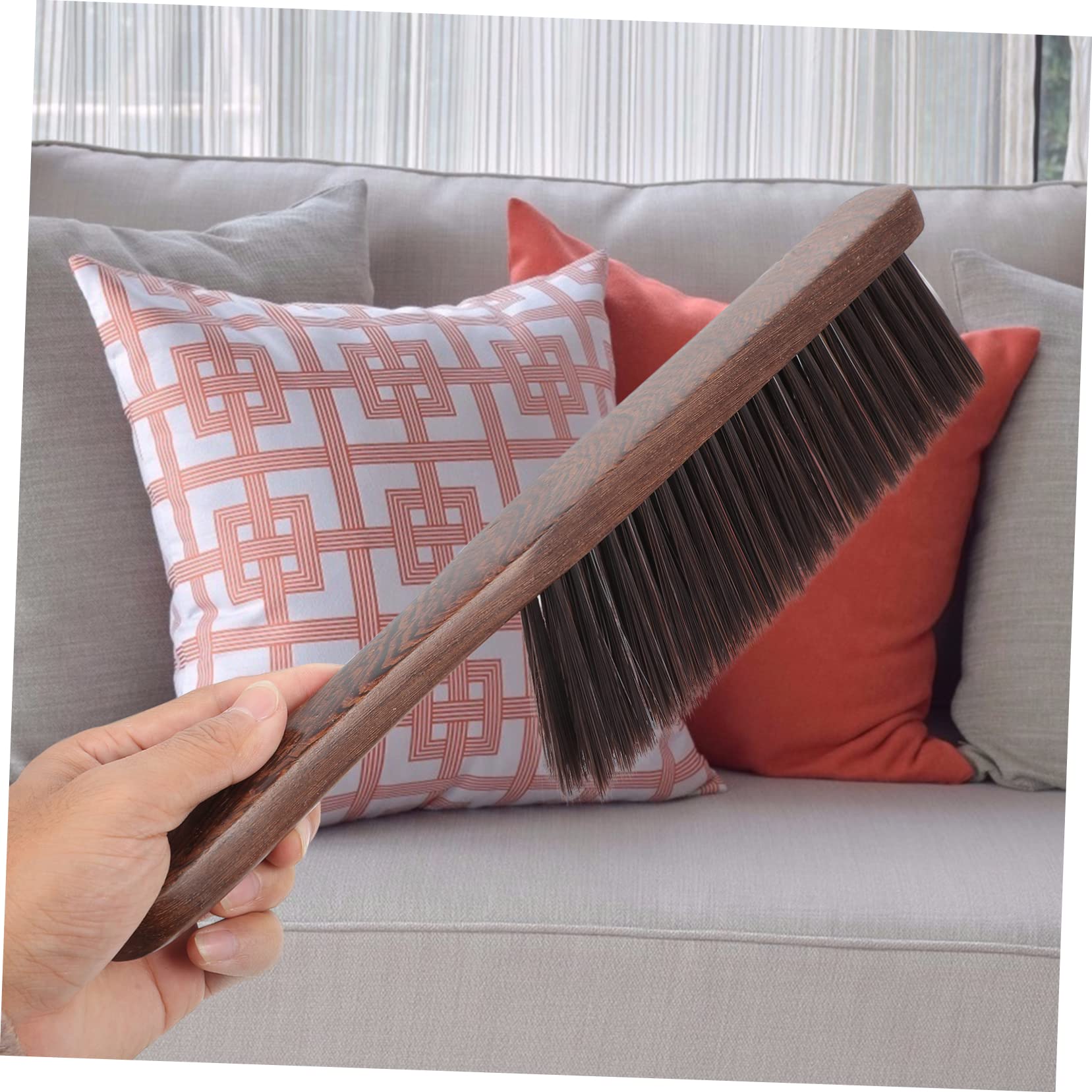HAPINARY 1pc Bed Brush Household Brooms Bed Cleaning Tool Removal Dust Brush Duster for Cleaning Brush Home Dust Remover Brush with Handle Household Cleaning Brushes Brown Artificial Fur