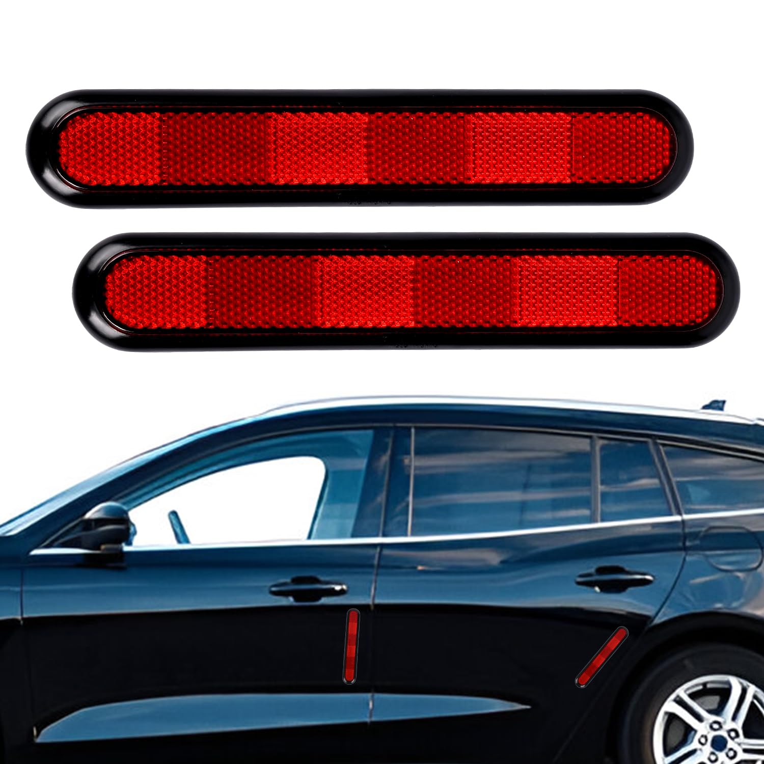 AllExtreme Universal Car Reflective Stickers Night Visibility Red Safety Warning Door Sign Tape Compatible for All Cars Bikes & Vehicles (2Pcs)-image-45