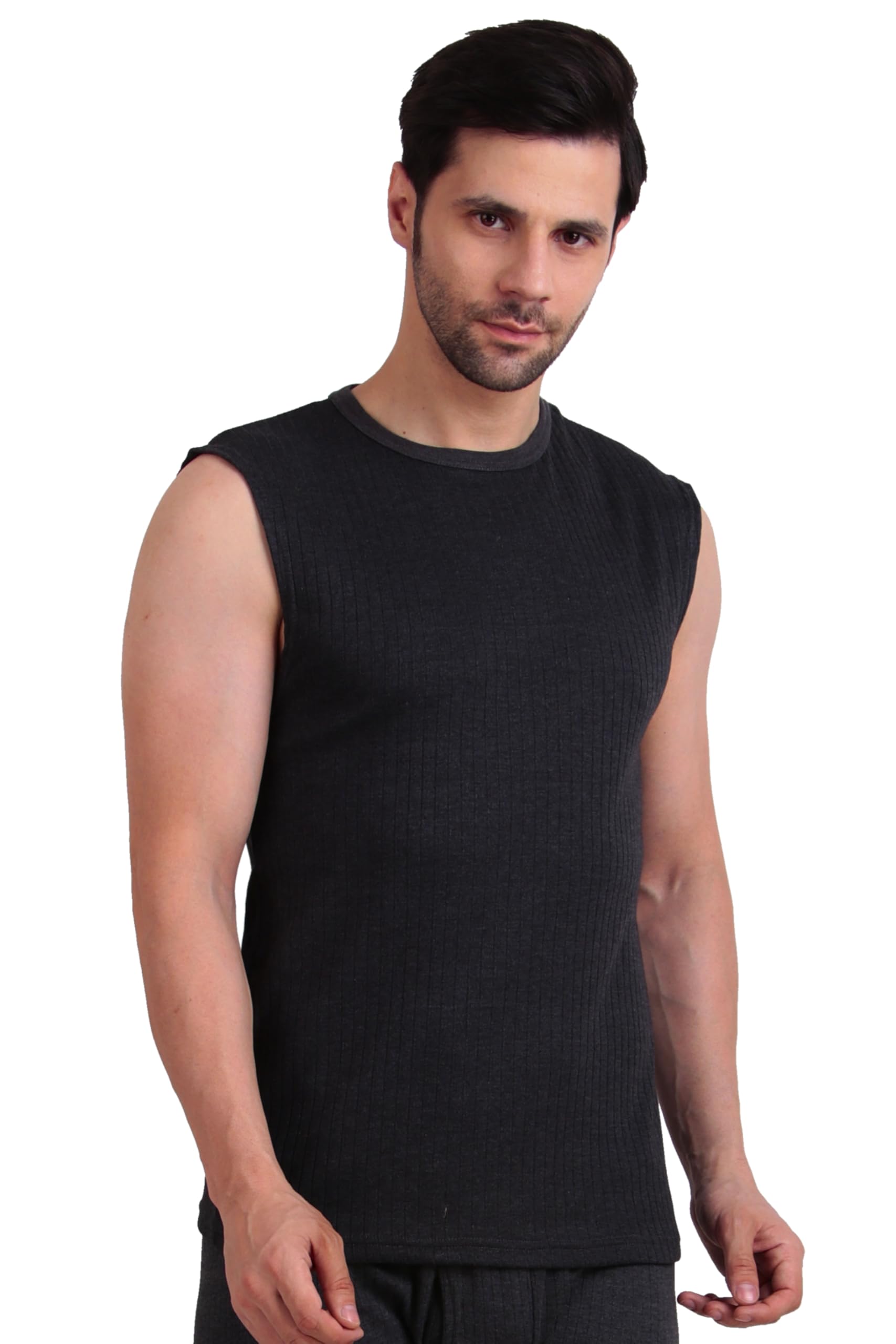 inner element Men’s Sleeveless Thermal Top | Cotton Blend,Charcoal Grey, Stretchable Lightweight Pack of 1 Top-picture-11