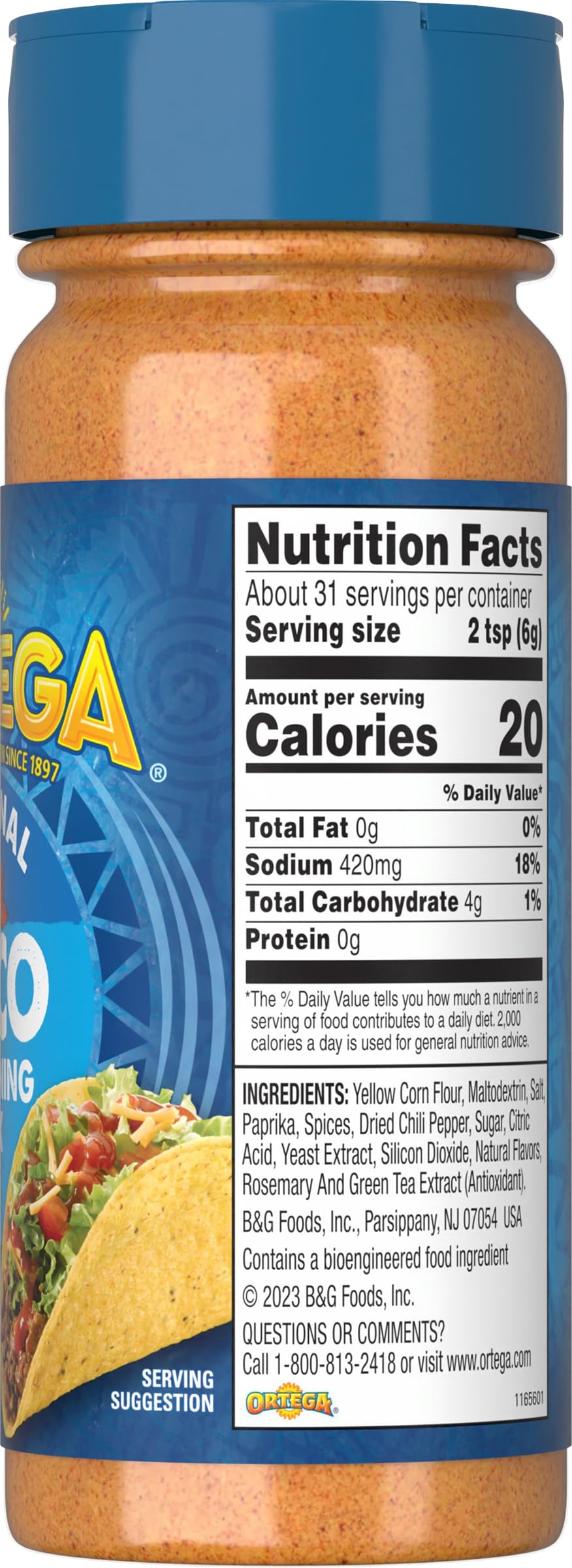 Ortega Seasoning Mix, Taco Seasoning, 6.5 Ounce