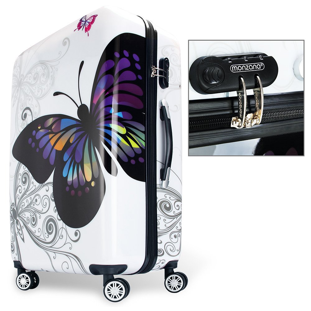 Monzana Trolley Butterfly Valigia a Guscio Rigido M Manico Telescopico Alluminio Ruote girevoli 360°