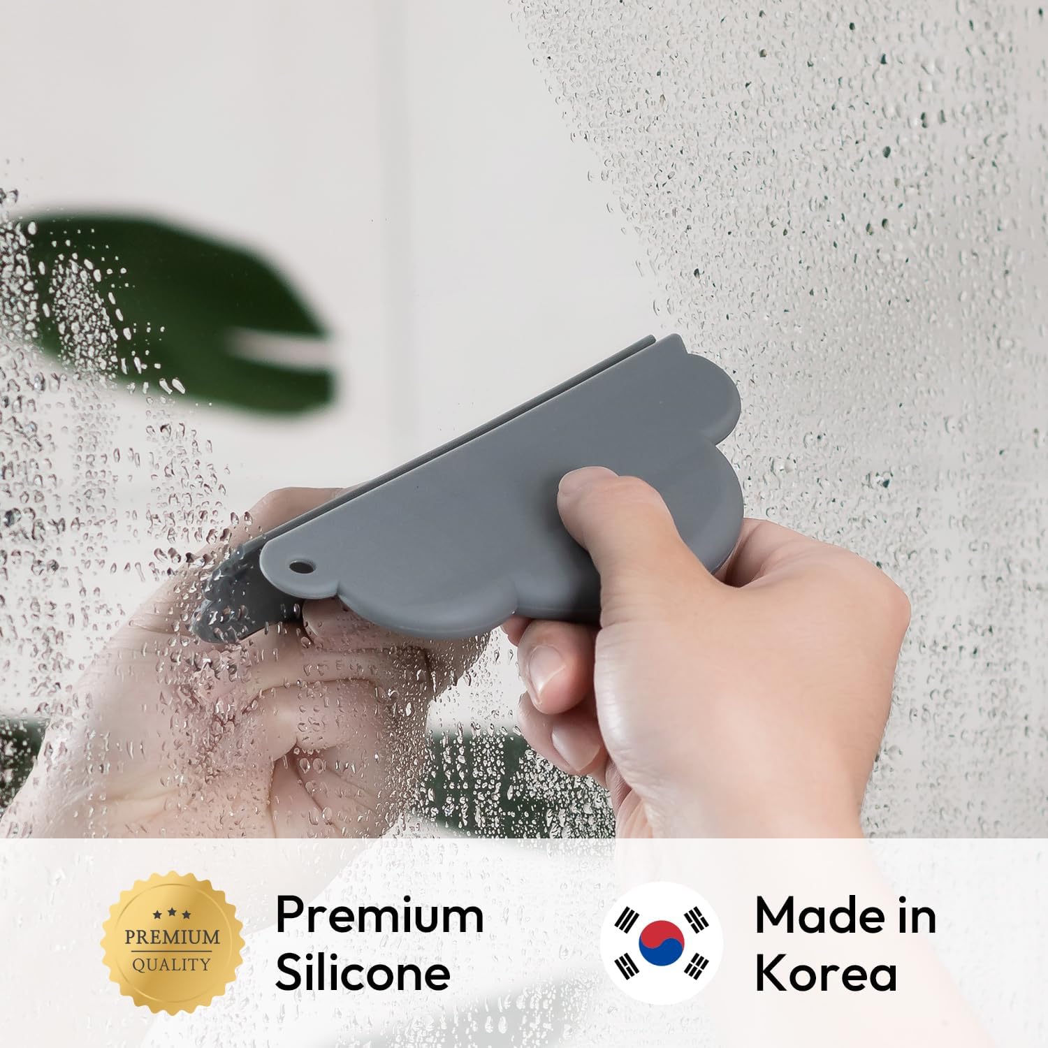 Mini Shower Squeegee for Glass Doors, 2 Pack, Ivory & Gray | Premium Silicone, Made in Korea, Easy Grip, Hanging Hole, Easy to Clean