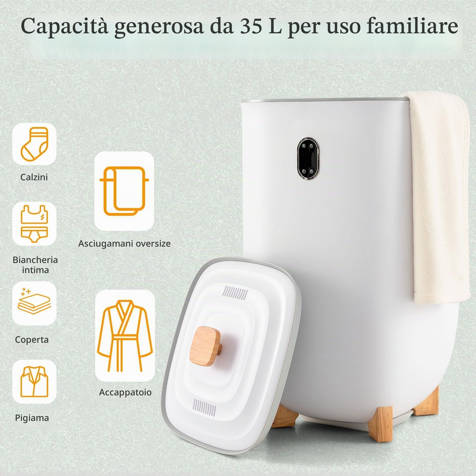 LIFEZEAL Scaldasalviette elettrico da 35 l, scalda asciugamani con modalità a secco e funzione timer, per bagno, accappatoio, coperta e pigiama