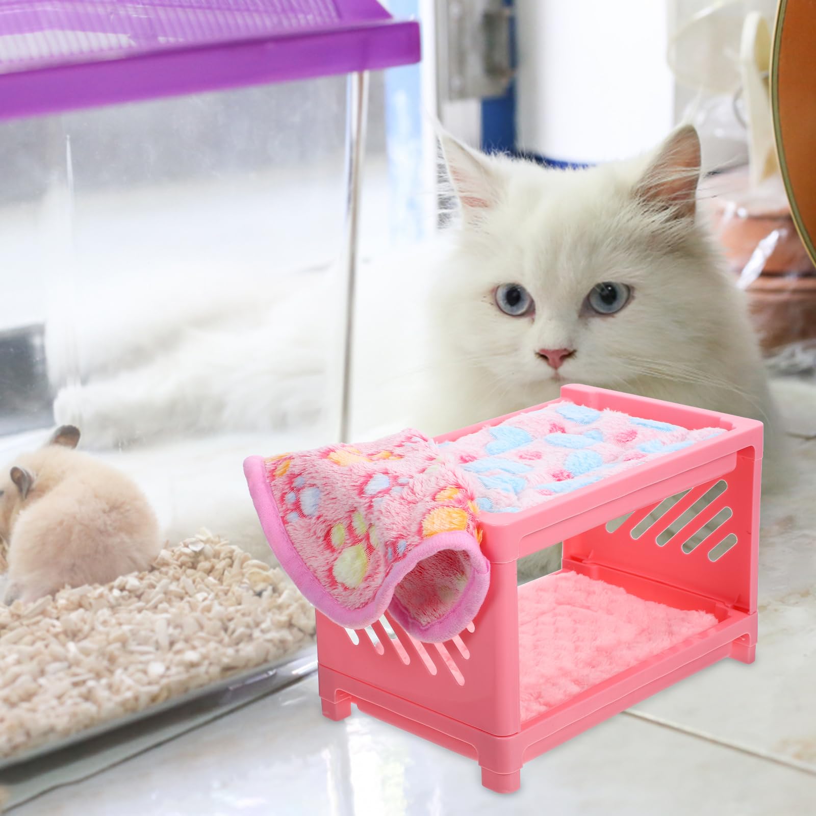 POPETPOP 1 Set guinea pig bunk bed Multifunction Hamster House bed pet Ferrets rabbit guinea pig nest wear-resistant bunny double-layer hamster Small animals pet house detachable - Image 3