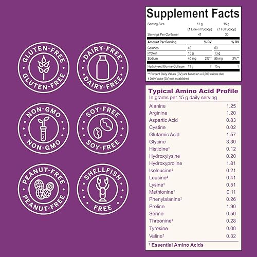 Vista 5 de Live Conscious Polvo de péptidos de colágeno – Soporte para el cabello, la piel, las uñas y las articulaciones – Colágeno tipo I y III – Proteína