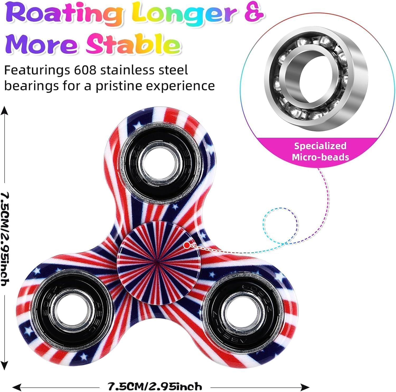 SCIONE Spinner Fidget 12 pièces Jouets Contre Le Stress et l'anxiété Cadeau pour Les Enfants et Les Adultes Jouet à Doigts avec roulement Jouet à Main coloré pour Les Enfants et Les Adultes