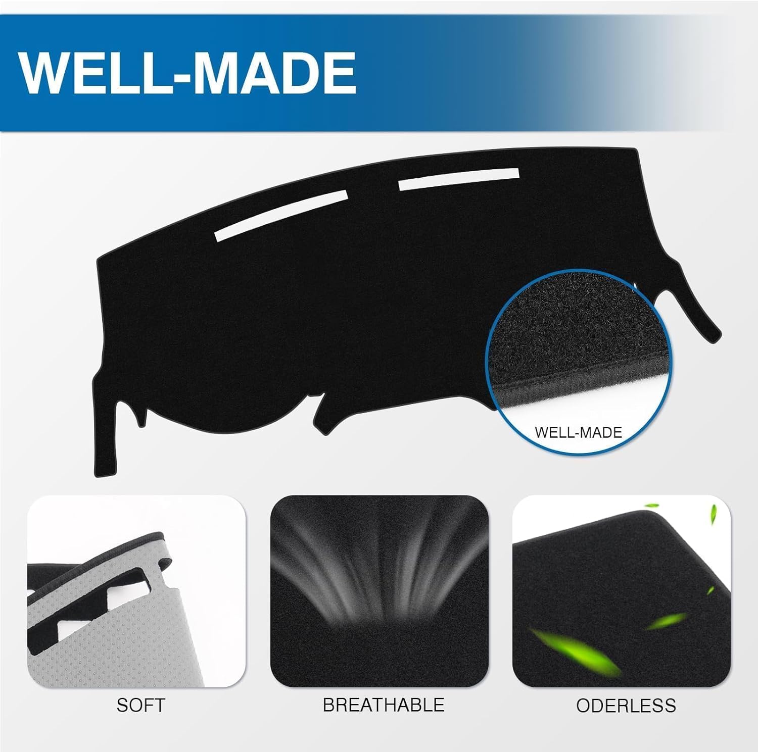 KUST Black Dash Cover for Dodge Grand Caravan 2011-2020(SE,SXT,GT)/Chrysler Town & Country 2011-2016 Polyester Dashboard Cover Non-Slip Center Console Dash Cover Accessories for Grand Caravan