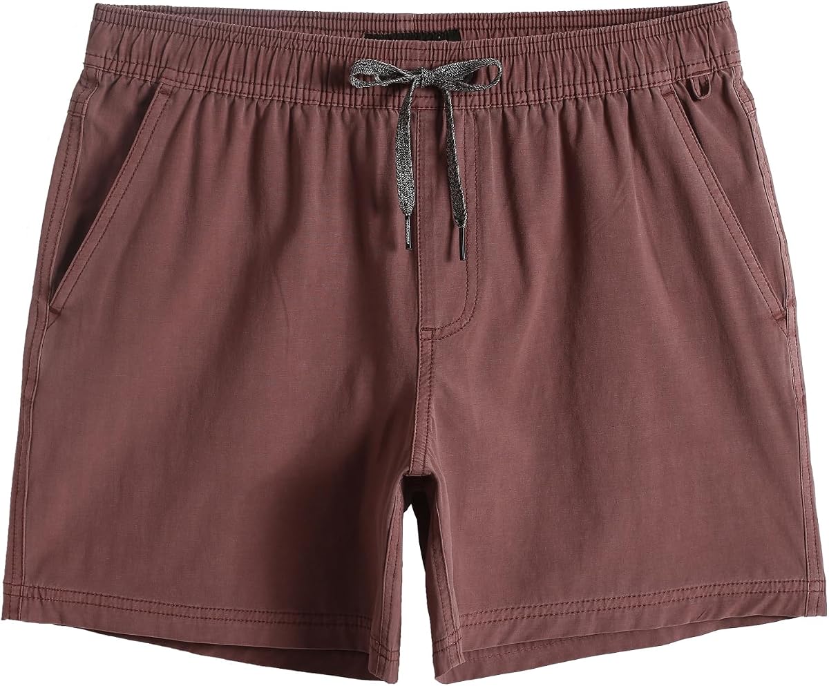 maamgic Men's 5 Inch Shorts Pull-On Relaxed Fit Casual Stretch Shorts | Soft Washed Cotton, Pull-On Design, Elastic Waist, 3 Pockets, Stretch Fabric, Relaxed Fit, Casual, Lounge