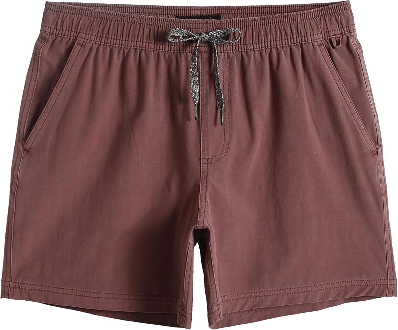 maamgic Men's 5 Inch Shorts Pull-On Relaxed Fit Casual Stretch Shorts | Soft Washed Cotton, Pull-On Design, Elastic Waist, 3 Pockets, Stretch Fabric, Relaxed Fit, Casual, Lounge