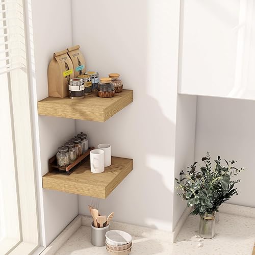 Miniatura 2 de Fun Memories 12 Inch Floating Shelf, Rustic Wood Wall Shelves for Wall Decor & Storage, 12 x 12 Floating Shelf for Living Room, Bathroom, Bedroom,