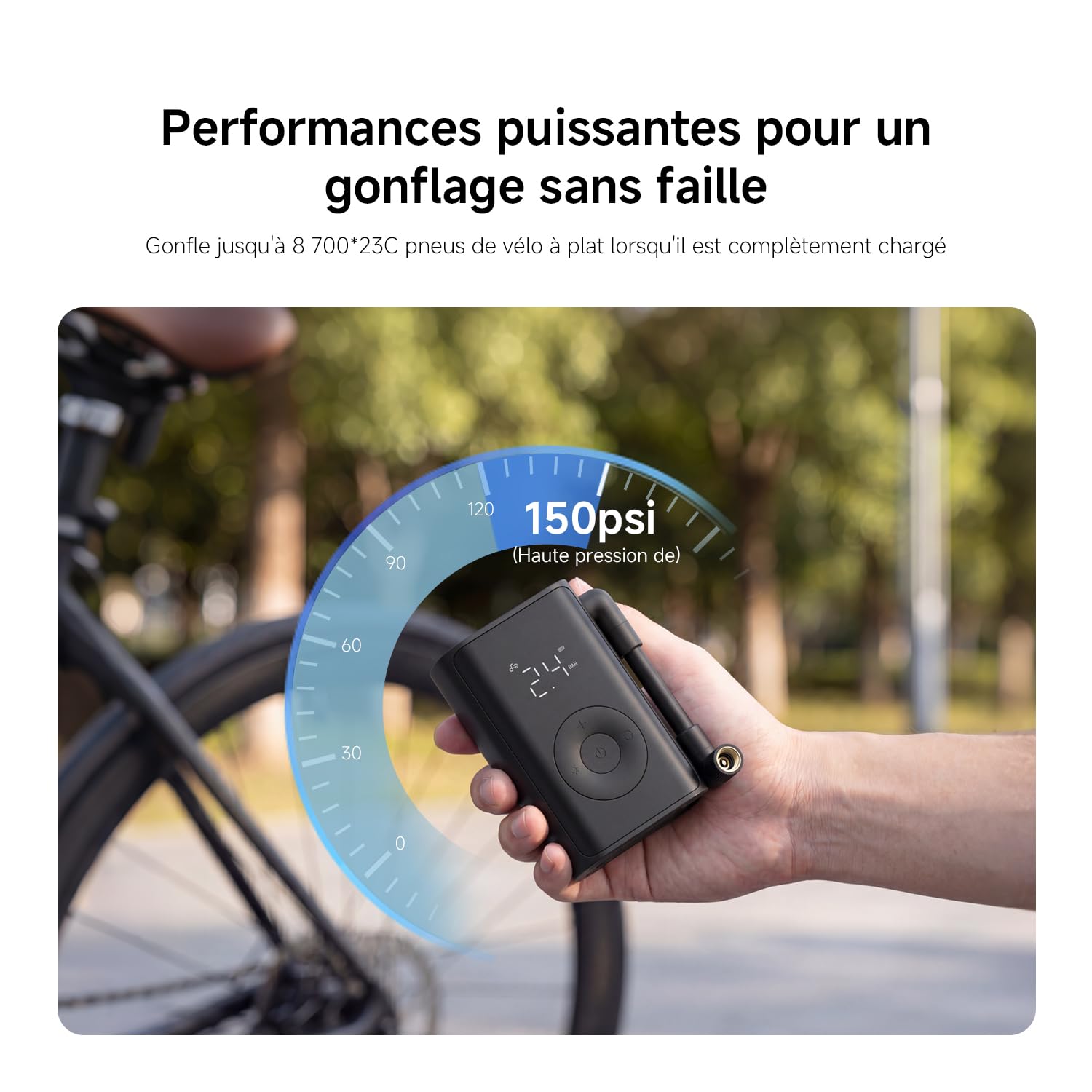 Xiaomi Mijia Compact Portable Electric Air Compressor gonfleur electrique | 6*3.8*9.3cm compresseur à air portatif, 150PSI, Écran digital, éclairage, SOS, ±1psi Détection de pression, accessoire moto