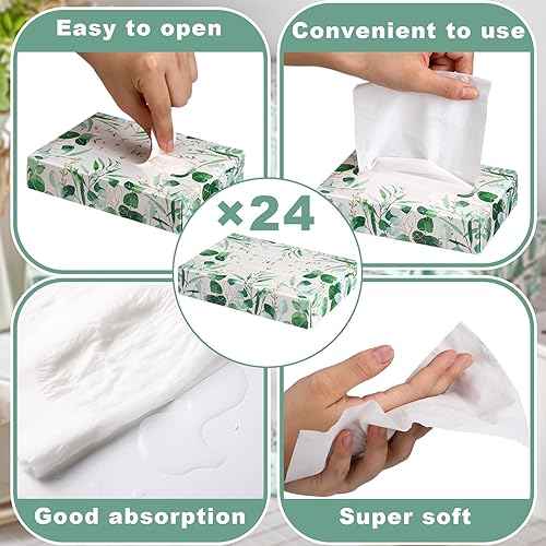 Miniatura 2 de Yinder 24 paquetes de 960 hojas de pañuelos en cubo para coche, cajas faciales desechables para viajes, soporte para pañuelos, suaves cajas de