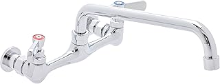 DuraSteel - Grifo de fregadero de cocina comercial central de 8 pulgadas con boquilla giratoria de 10 pulgadas, sin plomo y certificado NSF, asas de doble palanca, fabricado en latón y cromado pulido