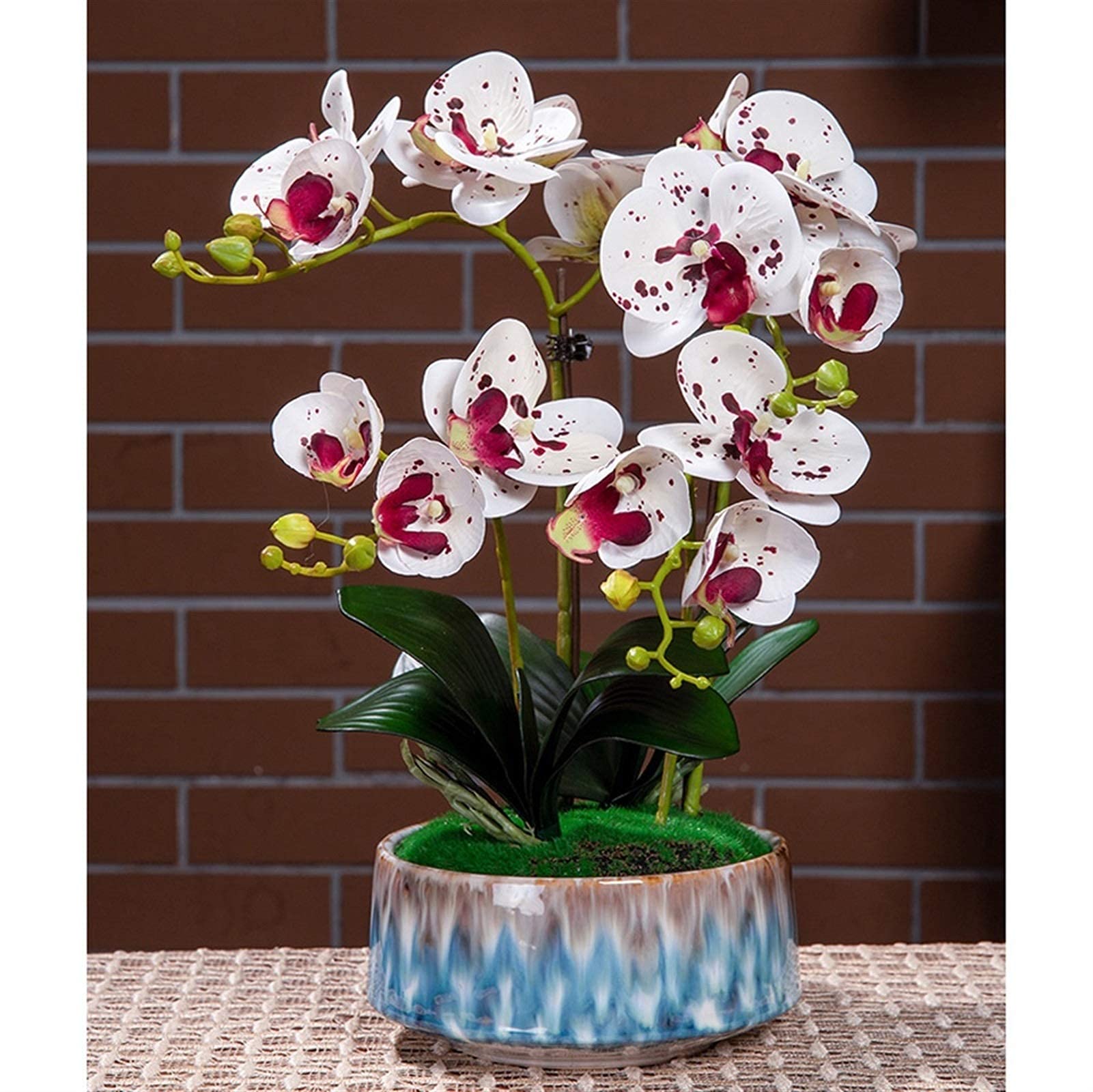AYCDL Artificial Flower Set, Artificial Orchid Flowers in Vase Bonsai Phalaenopsis Fake Plant with Pot Planter for Living Room Centerpieces Arrangements Decoration Beautiful Ar