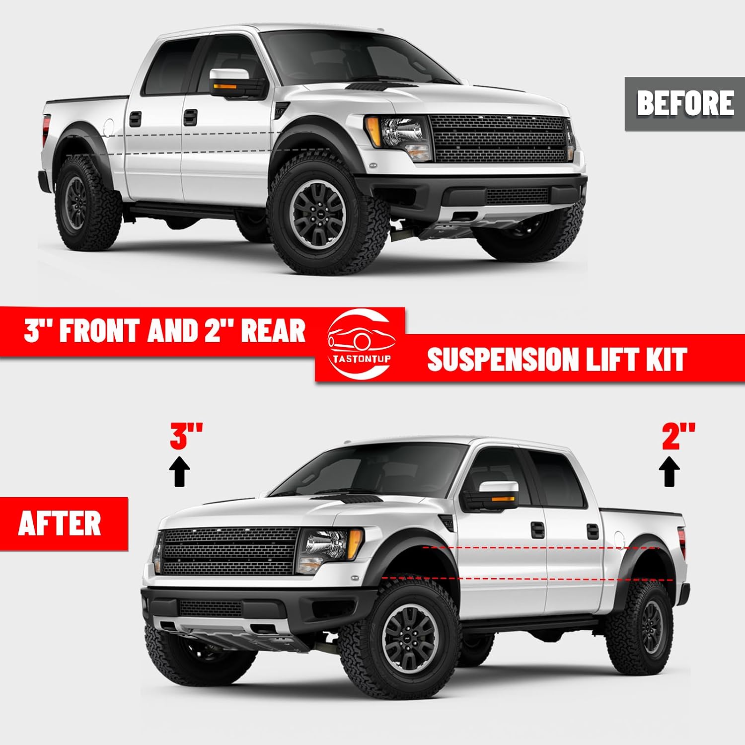 3'' Front 2'' Rear Leveling Lift Kit for 2004-2024 F150 2WD/4WD, 3 Inch Front Strut Spacers + 2 Inch Rear Lift Blocks Leveling Kit
