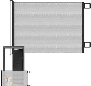 Mesh Gate - Retractable Safety Gate for Homes | No Drill Wall Mounted with Barrier, Soft Netting Stairways, Doors Decks Kitchens Patios Fireplaces for Pools Child and Pet Safety