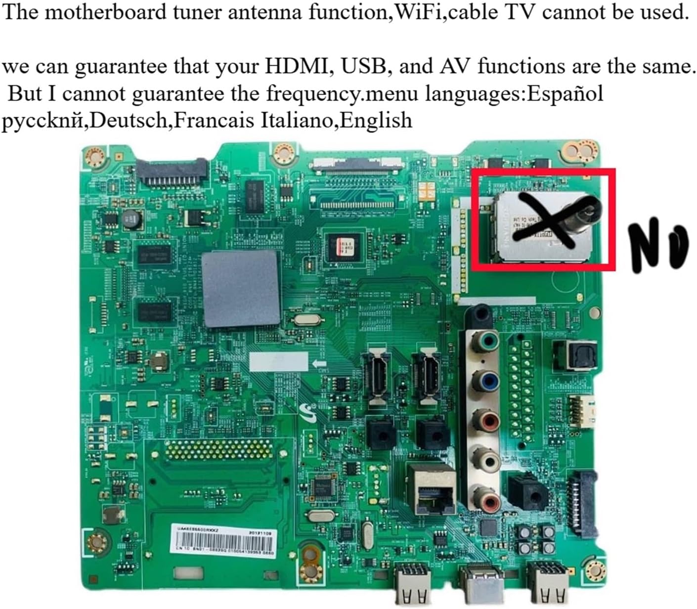 CFguang BN41-01812A TV Main Board with tuner port marked 'NO'