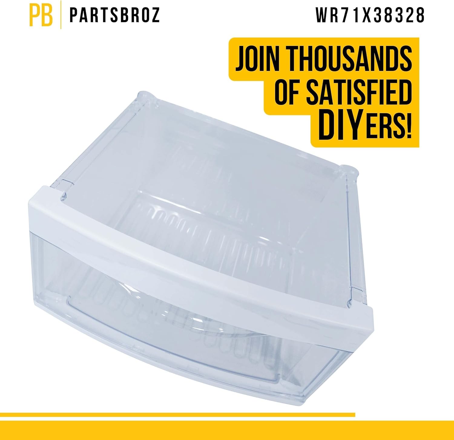 PartsBroz WR71X38328 Middle Crisper Pan - Compatible With General Electric Hotpoint Refrigerator - Replaces AP7175678 WR32X22927 WR32X10343 WR32X10574 WR32X10370 PS16619591 Ultra Durable Replacement